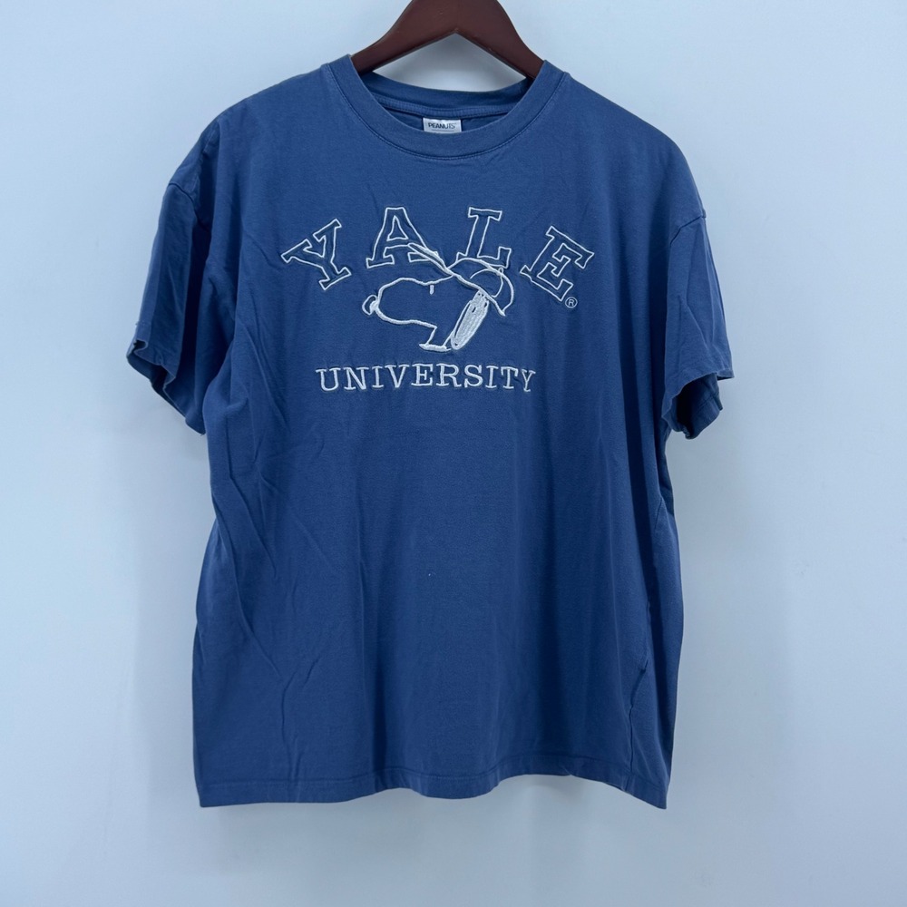 Peanuts Yale University‎ Snoopy Embroidered Relaxed Boyfriend Tee Blue Large